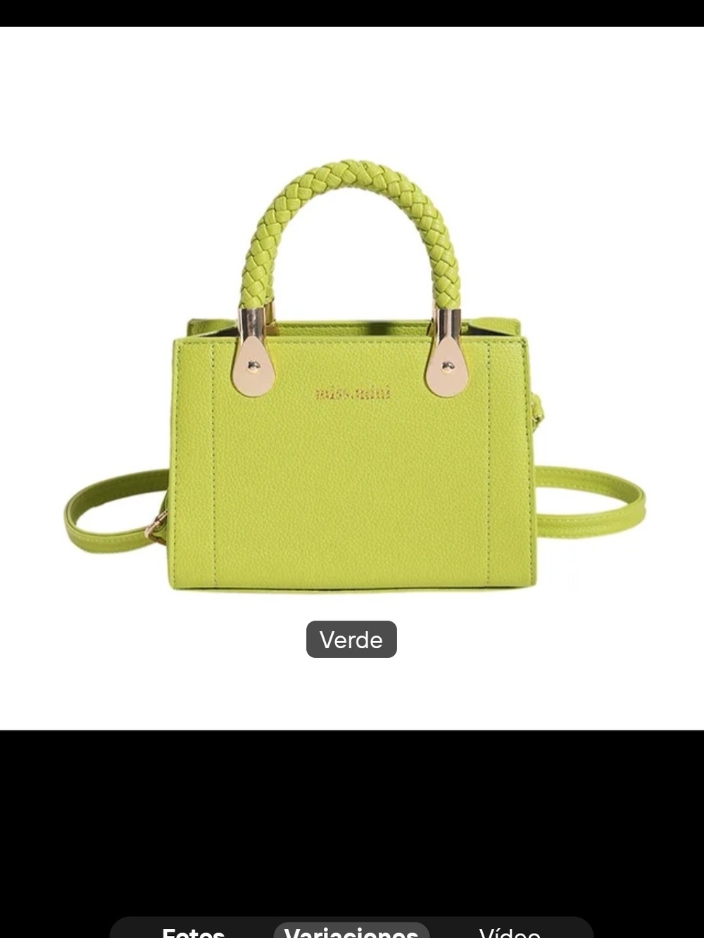 & Other Stories Lime Green Braided-Handle Satchel